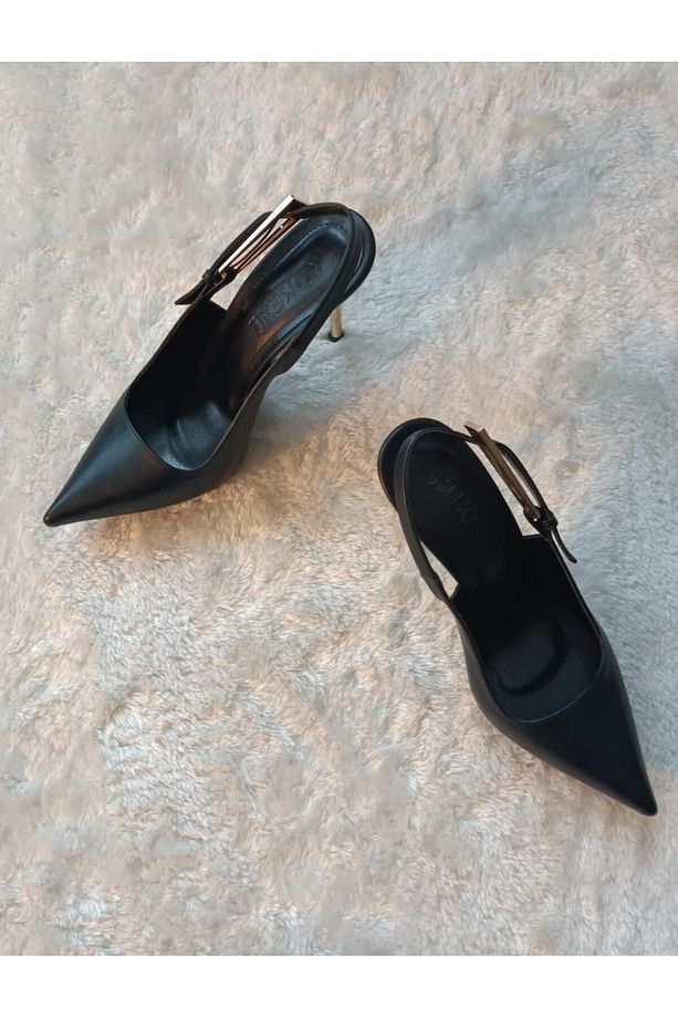 Bata Sivri Burun Rugan Topuk Dekolteli 9,5 Cm Ince Topuk Stiletto Topuklu Ayakkabı - 4