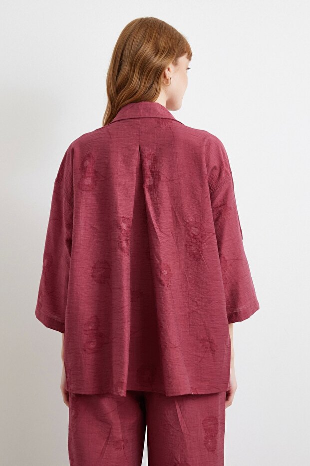 Fakir Kol Oversize Gömlek Bordo - 6