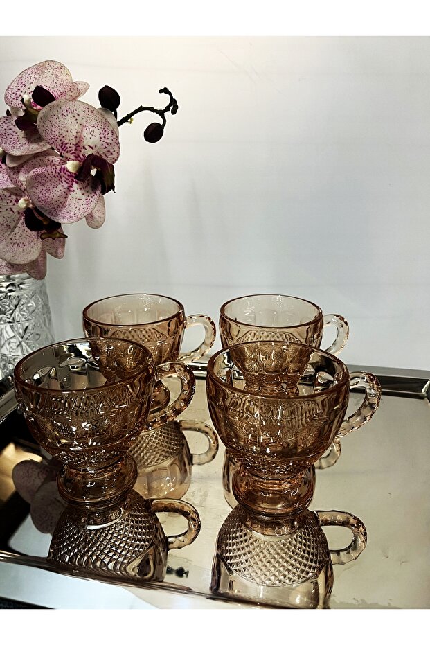 Coco Renkli 4-lü Çay Fincanı Gül Kurusu - 1