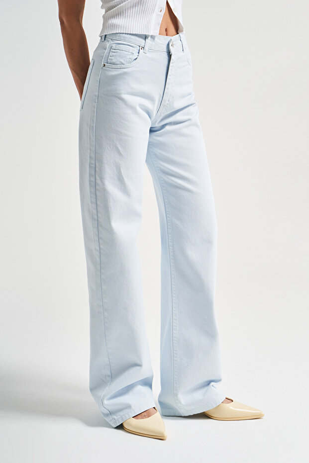 Women's Baby Blue 6S5-103 Straight Fit High Waist 100% Cotton Denim Jean
