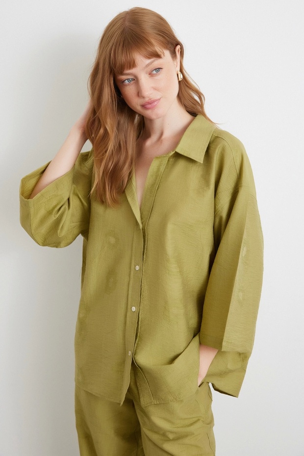 Fakir Kol Oversize Gömlek Yeşil - 3