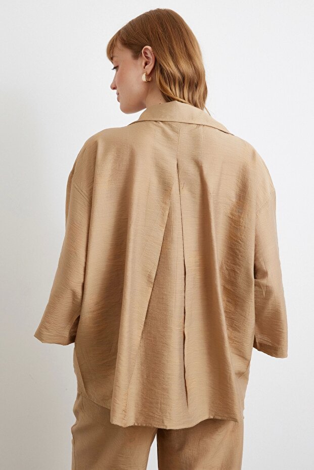 Fakir Kol Oversize Gömlek Kahve - 6