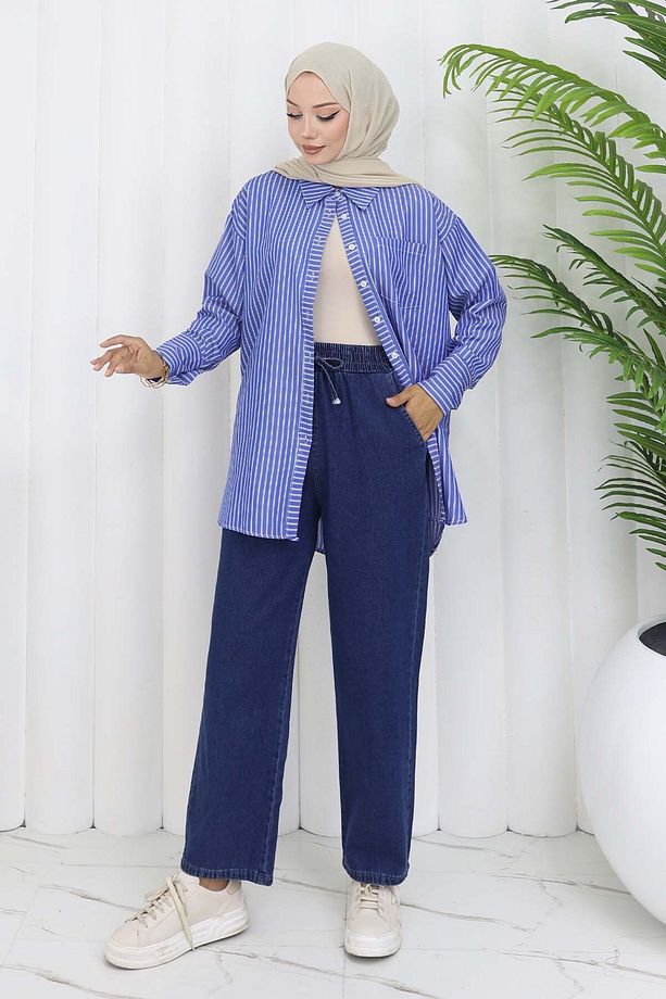 Beli Lastikli Kot Pantolon Lacivert 4083 - 4