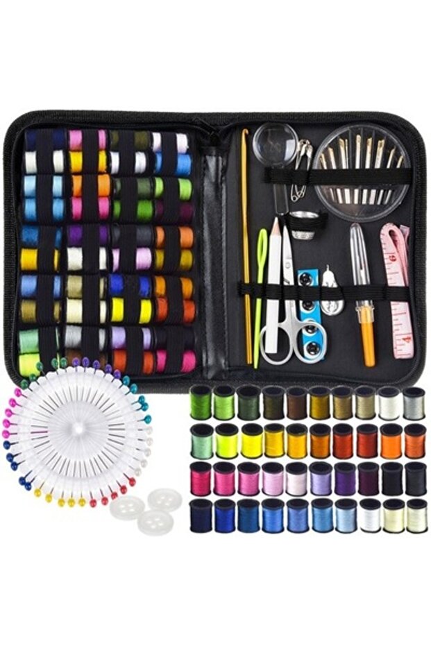 Sewing set, 129 tailor elements, practical case, multicolored - 4