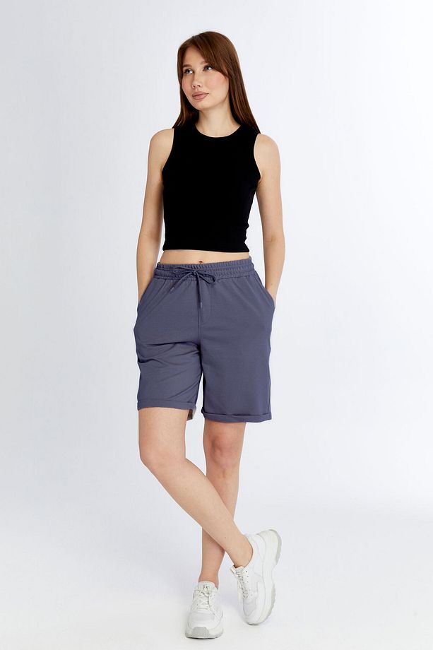 Kadın Duble Paça Oversize Rahat Kalıp Şort - 6
