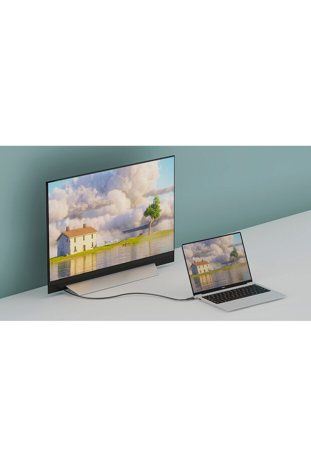 Gri QG08 8K 60 Hz Görüntü Kalitesi Type-C to Display Port Kablo 3m-SYS - 5