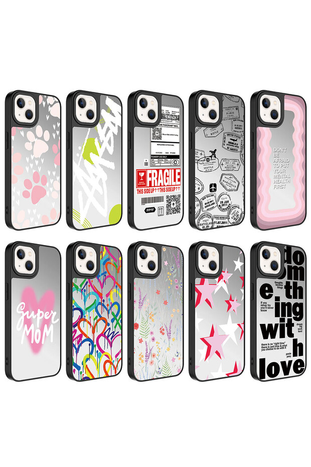 حافظة مرآة SYS لامعة متوافقة مع هاتف iPhone 13 مع حماية للكاميرا - Love - 2