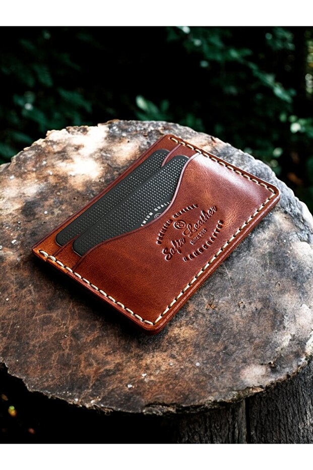 Handmade Italian Leather 5 Compartment Card Holder – Organic Stitched – Minimal Design Wallet