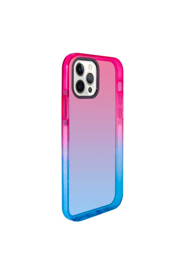 حافظة Punto ملونة متوافقة مع هاتف iPhone 13 Pro Max - وردي-أزرق