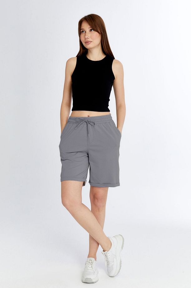Kadın Duble Paça Oversize Rahat Kalıp Şort - 4