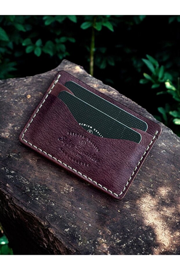 Handmade Italian Leather 5 Compartment Card Holder – Organic Stitched – Minimal Design Wallet