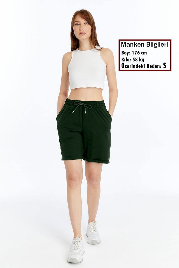 Kadın Duble Paça Oversize Rahat Kalıp Şort - 1