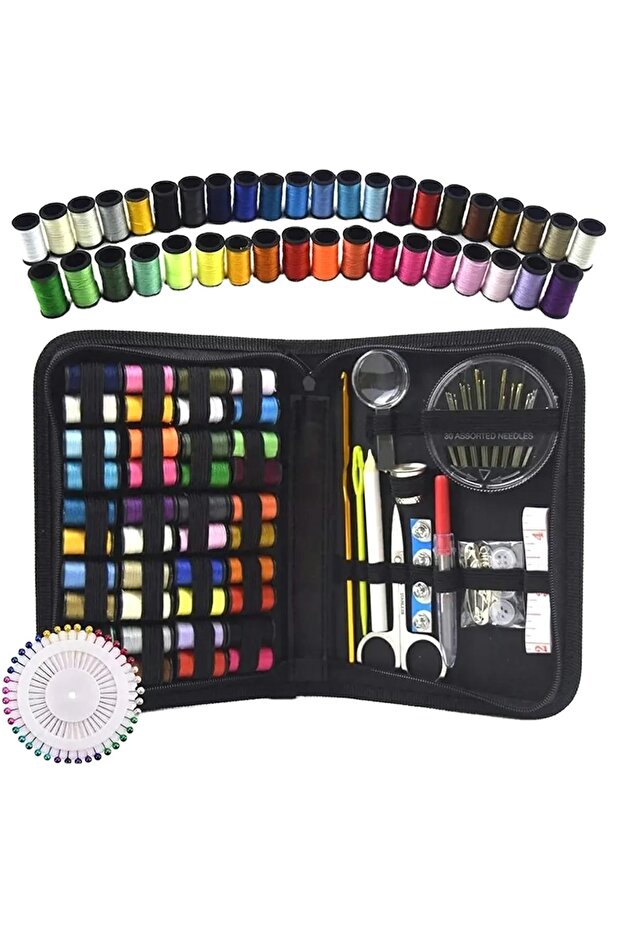 Sewing set, 129 tailor elements, practical case, multicolored - 2
