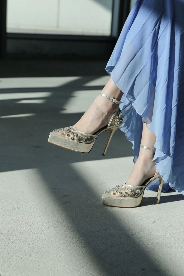 Flora Dore Taş Detaylı Platform Topuklu Ayakkabı - 1