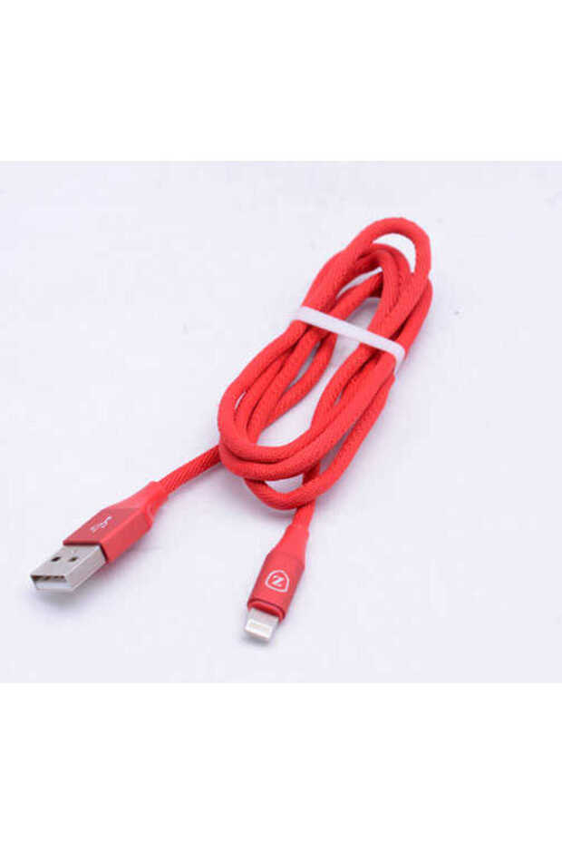 كابل USB Lightning ذو طرف معدني أحمر-SYS - 6