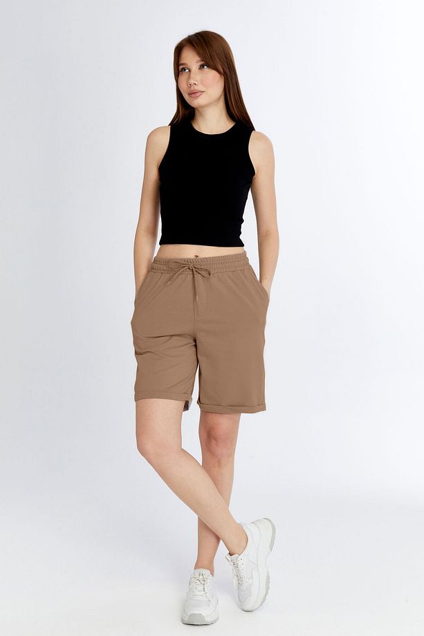 Kadın Duble Paça Oversize Rahat Kalıp Şort - 6