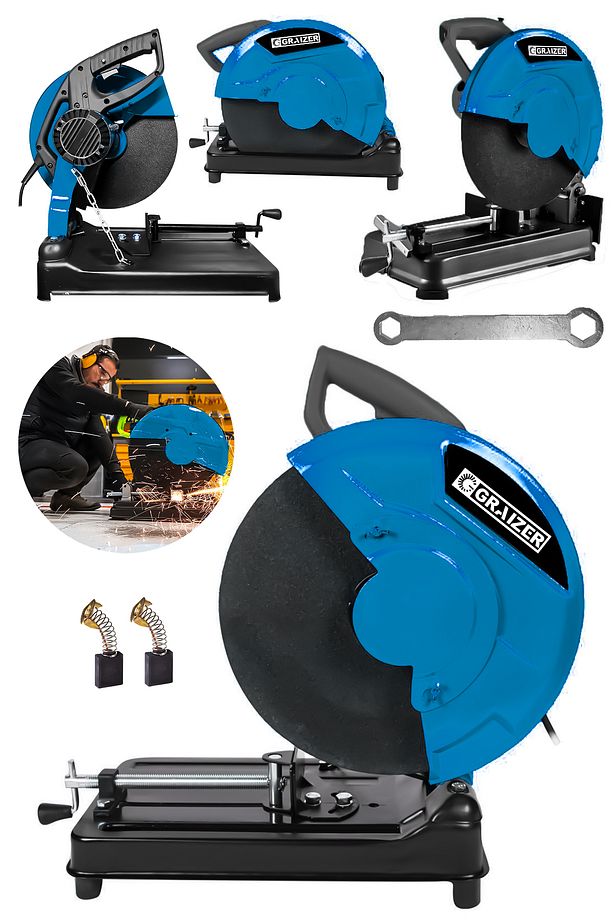 2600 Watt Çelik Dişli Şanzuman Bakır Sargılı 355 Mm Profil Ahşap Metal Kesim Makinesi-Mavi - 1