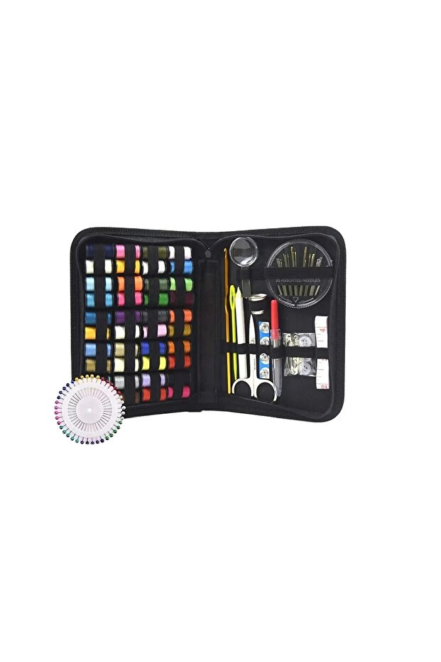 Sewing set, 129 tailor elements, practical case, multicolored - 1