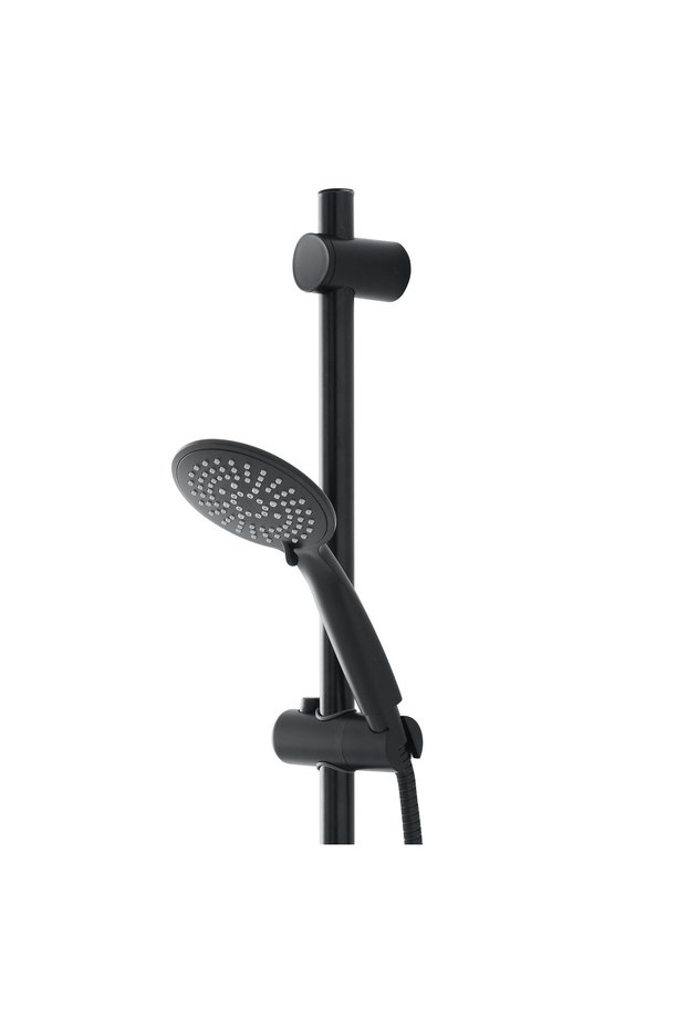 Shower set, matte black, with 5-function shower head
