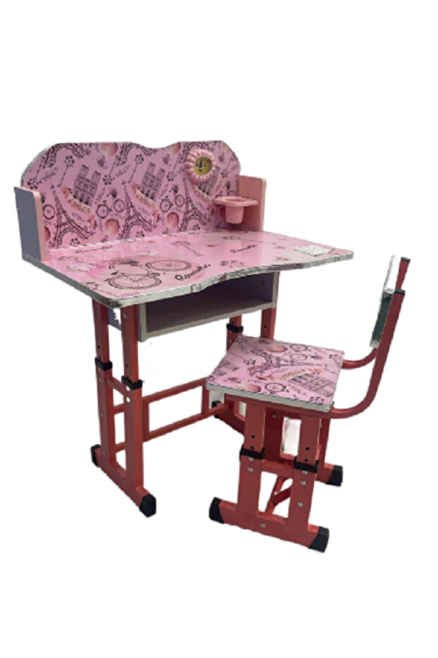 طقم طاولة دراسة للأطفال بارتفاع قابل للتعديل، طاولة دراسة من مادة MDF للأطفال 87*70*43 سم - 1