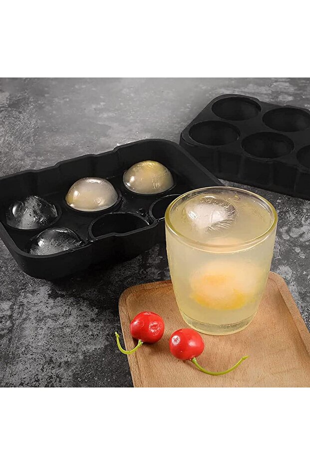 Set of 2 ice molds with lid, round and square, silicone, 6 cubes each, different sizes - 9