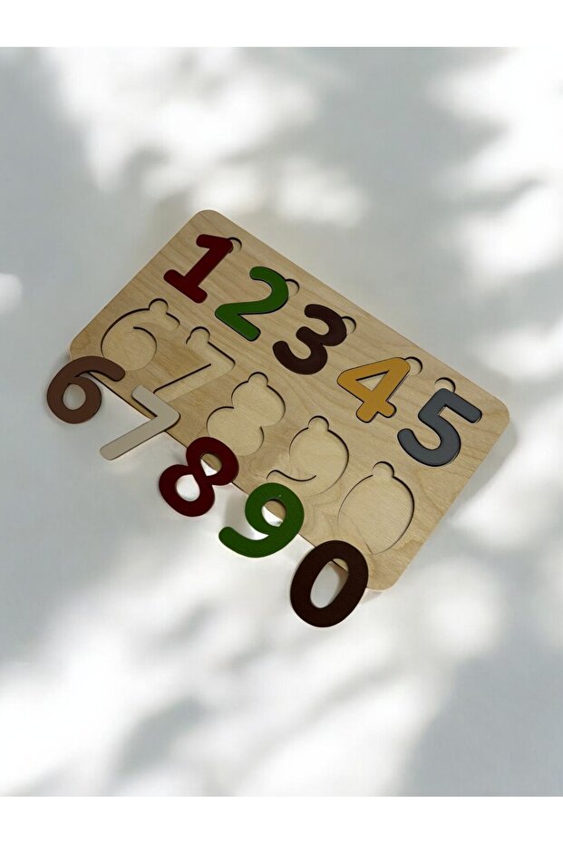 Dinosaur Number Puzzle, Wooden Insert Puzzle, Colorful Educational Puzzle, Number Learning