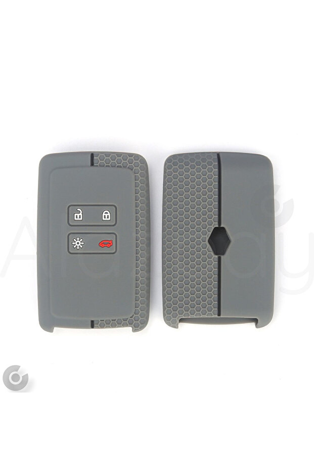 Renault Compatible Clio, Megane, E-Tech, Austral, Koleos, Kadjar, Captur, Zoe, Boreal Semi-Patterned Silicone Key Case (Gray)