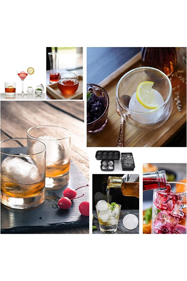 Set of 2 ice molds with lid, round and square, silicone, 6 cubes each, different sizes - 7