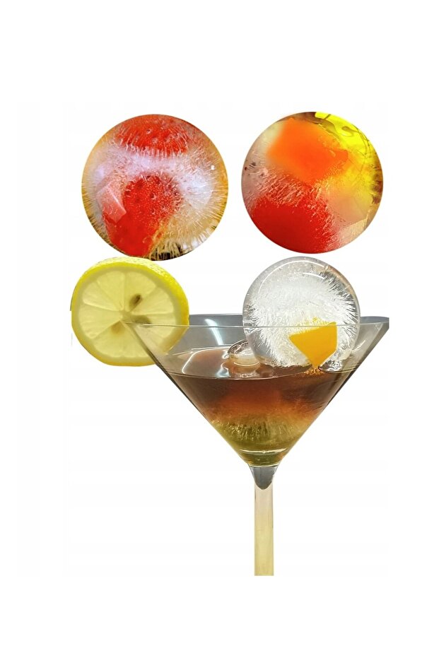 Set of 2 ice molds with lid, round and square, silicone, 6 cubes each, different sizes - 15
