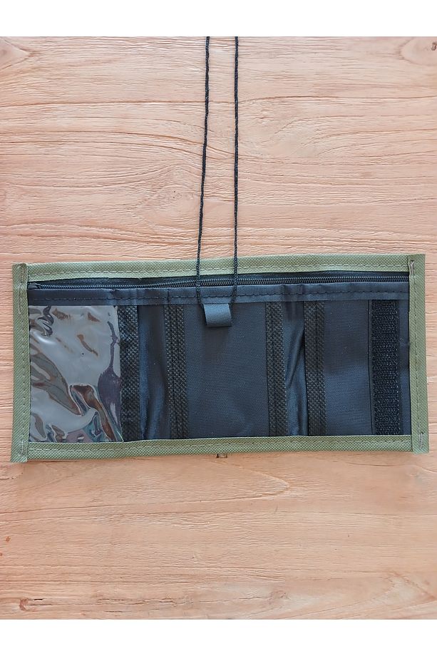 Unisex Yeşil Boyun Askılı Asker Cüzdanı - 3