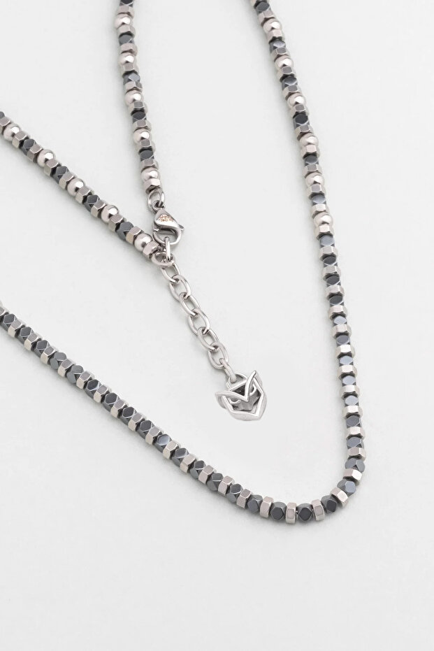 Hematite Stone Steel Men's Necklace