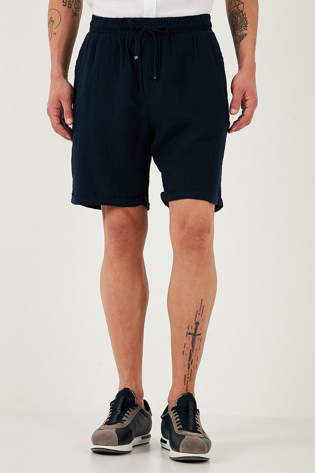 % 100 Pamuk Regular Fit Normal Bel Müslin Short Erkek Short Cf25s657802 - 3