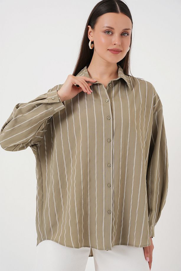 3900 Oversize Kareli Gömlek - Y.yeşil - 4