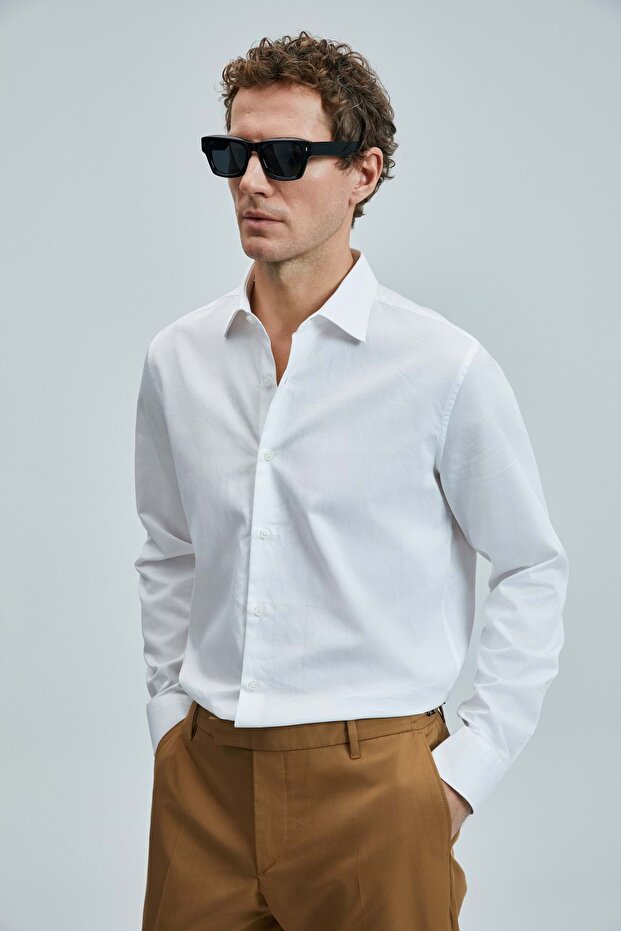 111010634 Farla Men's Basic Shirt Regular Fit White Men's Shirt White - 4