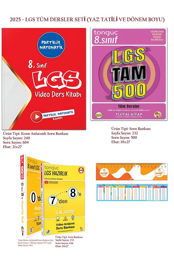 2025 7'den 8'e LGS Hazırlık İlk Adım Seti ve LGS Tam 500 İle Partikül Matematik Video Ders Kitabı S. - 1