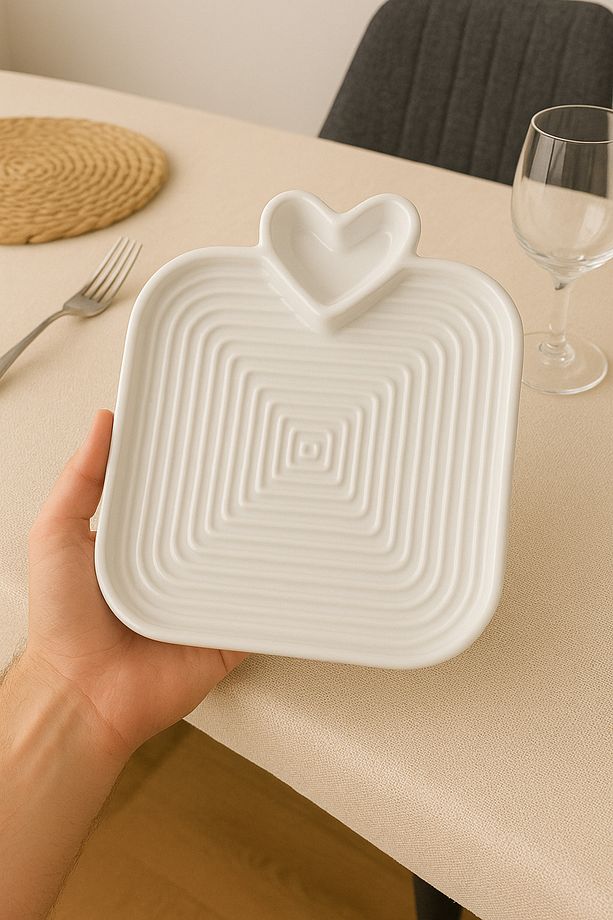 Atıştırmalık Tabağı Kalp Şekilli Tatlı , Meyve , Kahvaltı Tabağı Servis , Sunum Tabağı - 4