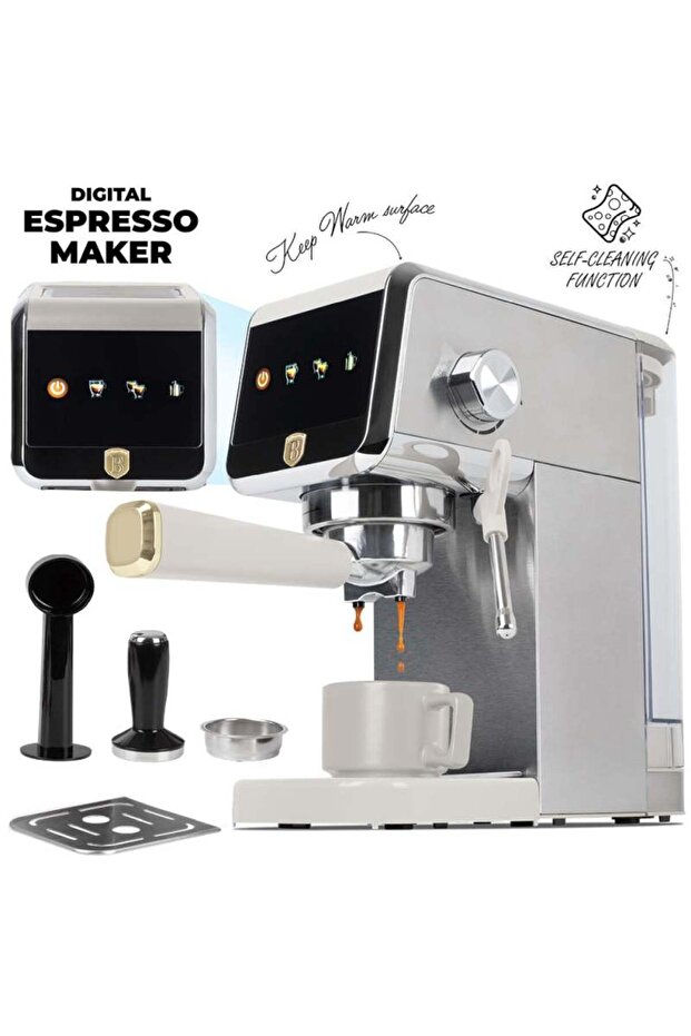 Automatic Digital Espresso Machine Coffe Maker 2 In 1 With Lever Sahara Collection - 1