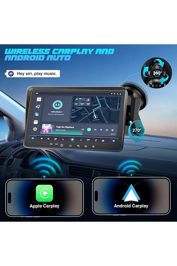 7"taşınabilir Kablosuz Apple Carplay Ekran Yansıtma Android Auto Android Car Play Araba Ekranı - 6