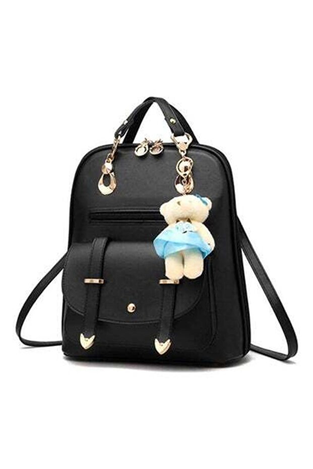 حقيبة ظهر على شكل دب باللون الأسود - 4