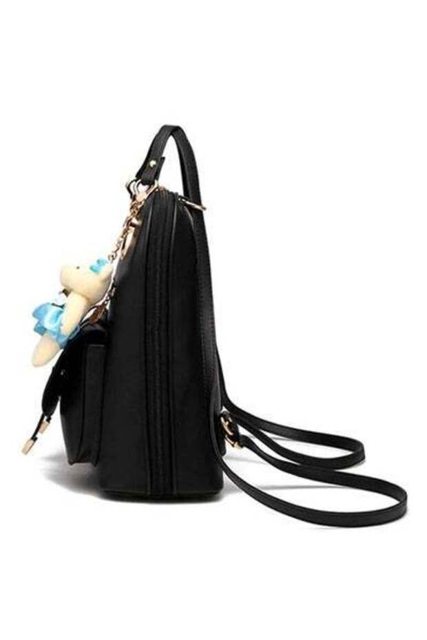 حقيبة ظهر على شكل دب باللون الأسود - 3