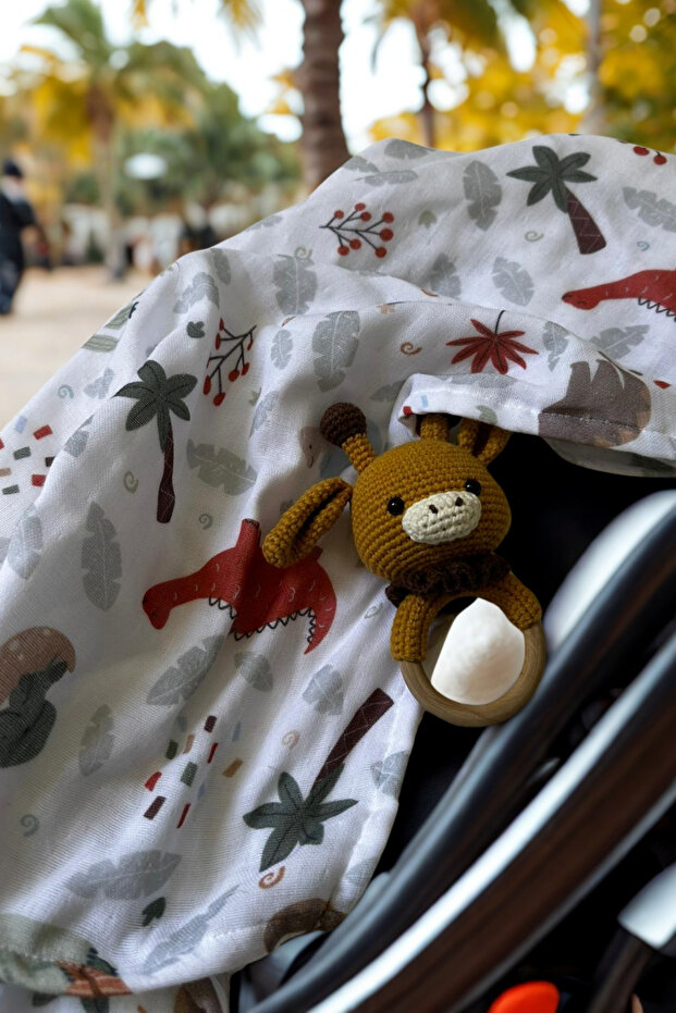 Multi-Purpose 3 Layer Muslin Baby Cover Stroller Cover 60X95 100% Cotton Newborn Unisex Pattern