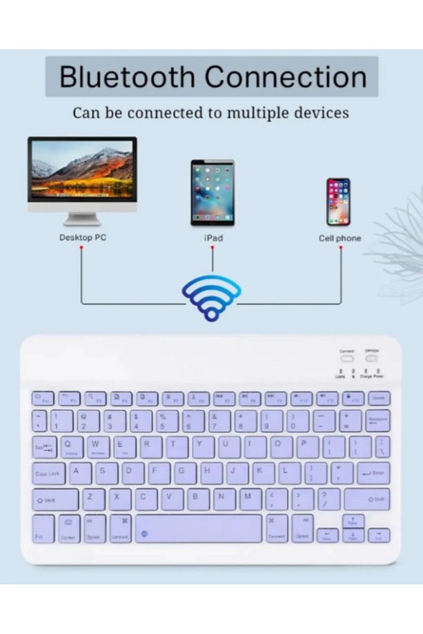 Şık Pembe Bluetooth Klavye Mouse Set (KABLOSUZ, PC/MAC/TABLET UYUMLU) - 4