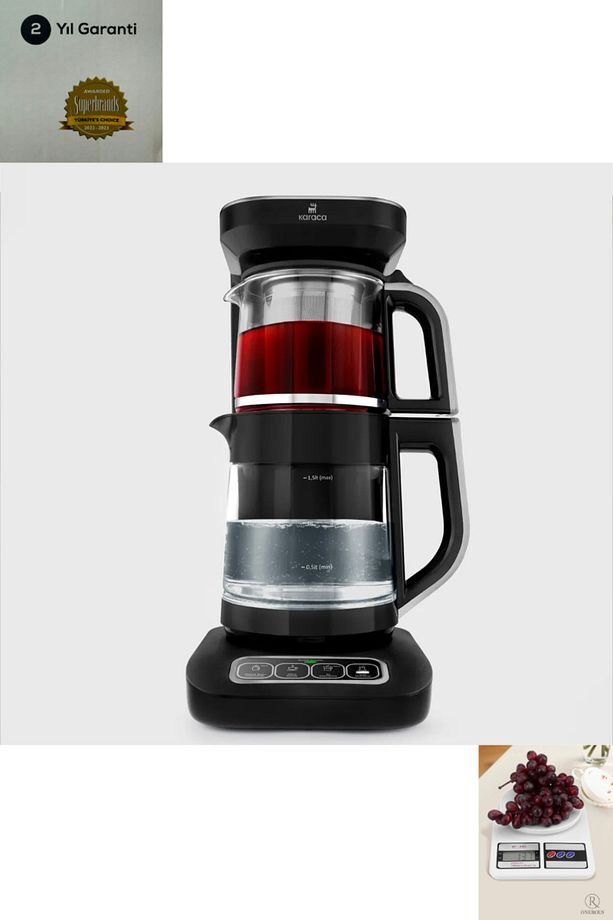 Wİ-Fİ PRO Android-İOS Uyumlu Çaysever 4 in 1 Konuşan Cam Çay ve Filtre Kahve Makinesi 2500W - 1