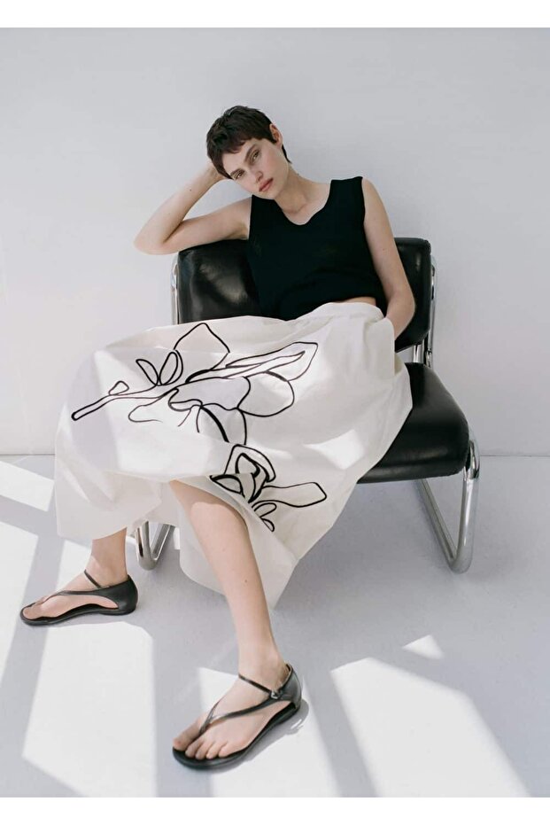 İşlemeli pamuklu etek - 8