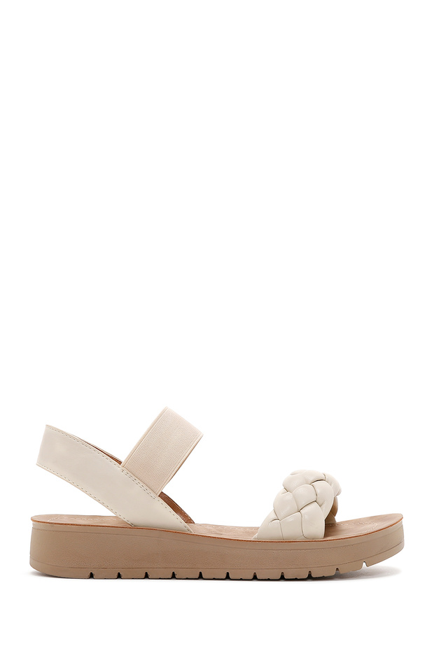 صندل نسائي منقوش باللون البيج - 24sfe461614