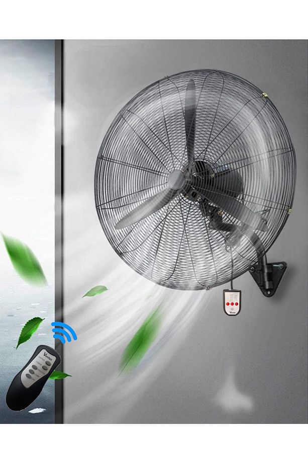 30" Vantilatör 200W Duvar Tipi Sanayi Tipi Endüstriyel Kablolu ve Uzaktan Kumandalı (75cm Çap) - 4