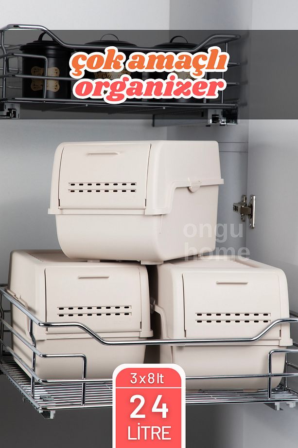 3'lü Set Organizer Erzak Kutusu Saklama Kutusu Soğanlık Sebzelik Sepet Oyuncak Kutusu - 2