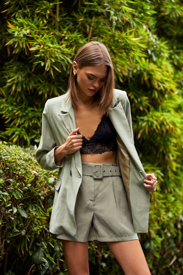 Women's Loose Office Style Premium Khaki Blazer Jacket
