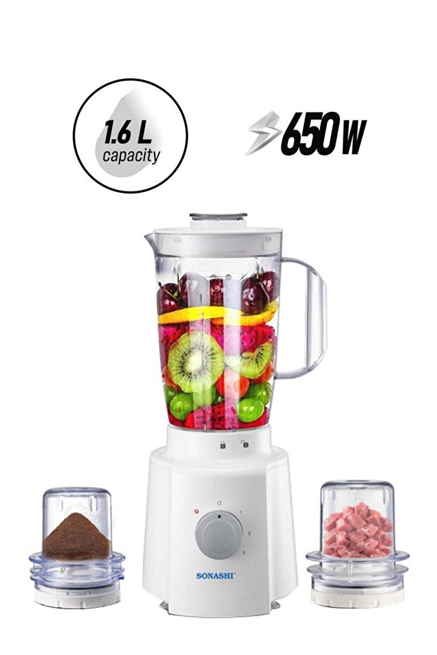 3 in 1 Blender - Powerful Motor with 3 Speed Setting, Pulse Control