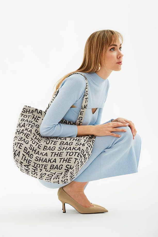 Vizon U50 Kanvas Kumaş ,Tek Bölmeli,Çıt Çıt Kapamalı,The Tote Bag Baskılı Kol ve Omuz Çantası - 7